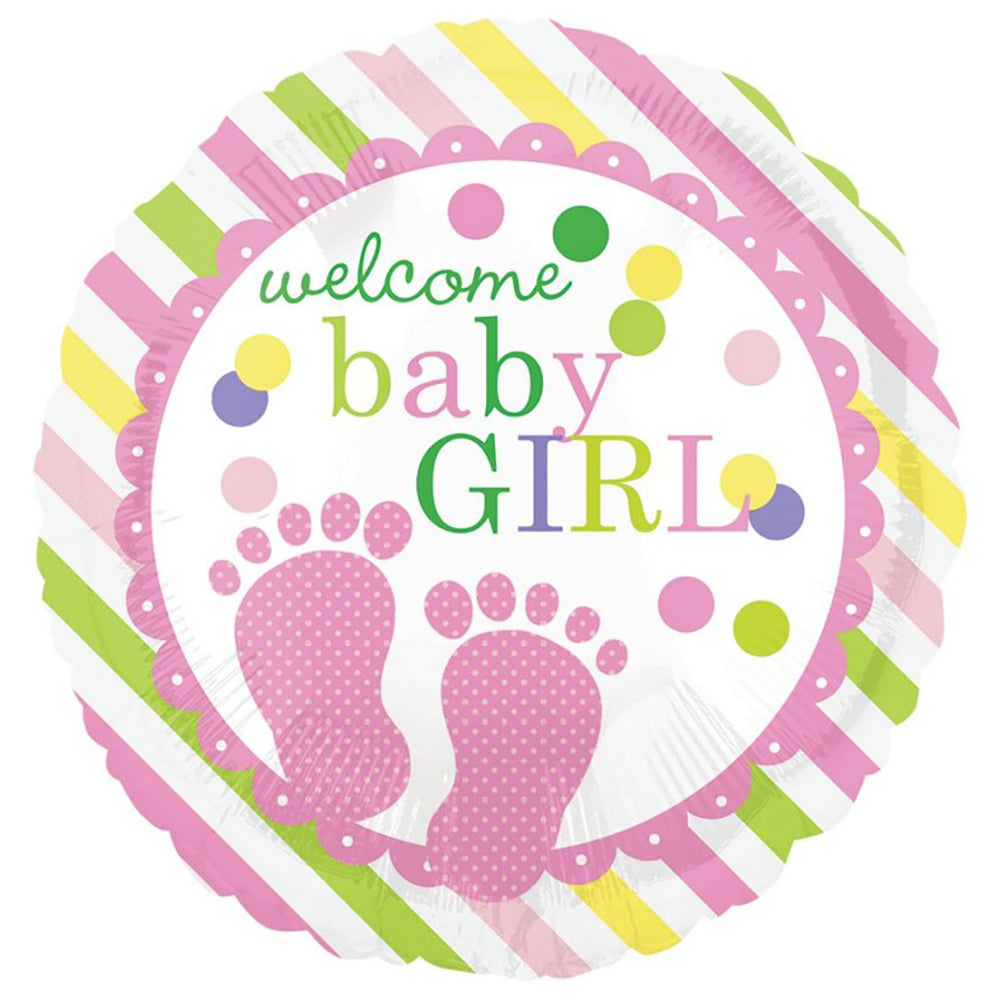 Baby Feet Welcome Baby Girl Foil Balloon