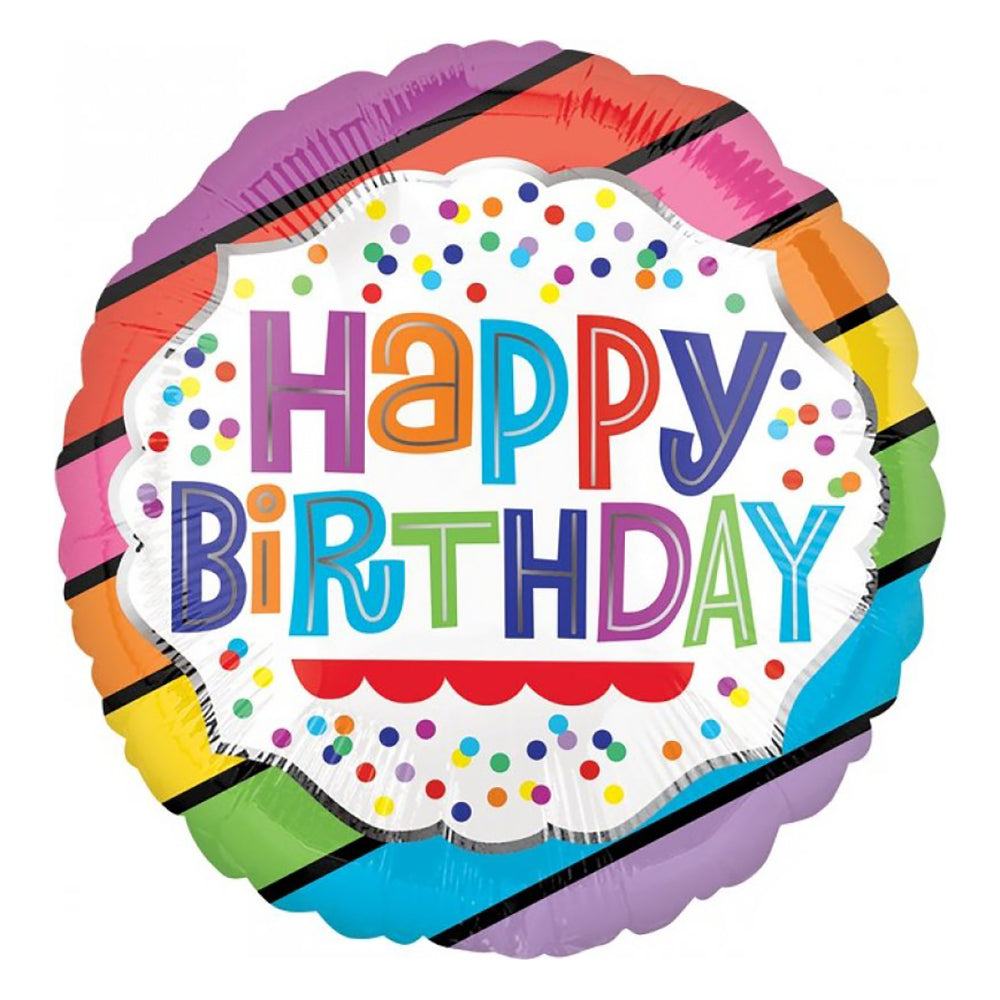 Happy Birthday Bright Stripes Balloon
