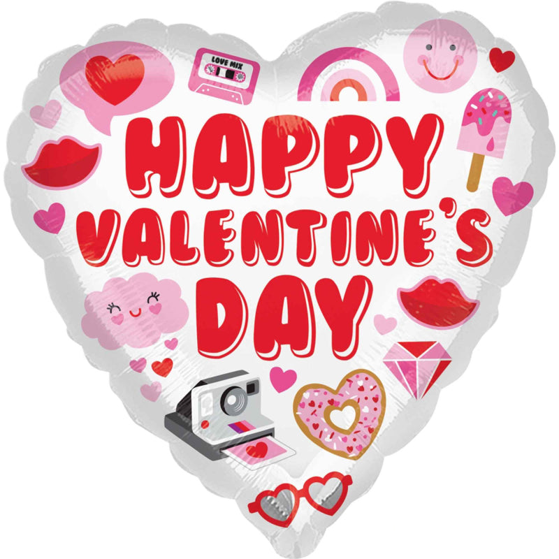 Happy Valentine's Day 80's Icons Foil Balloon
