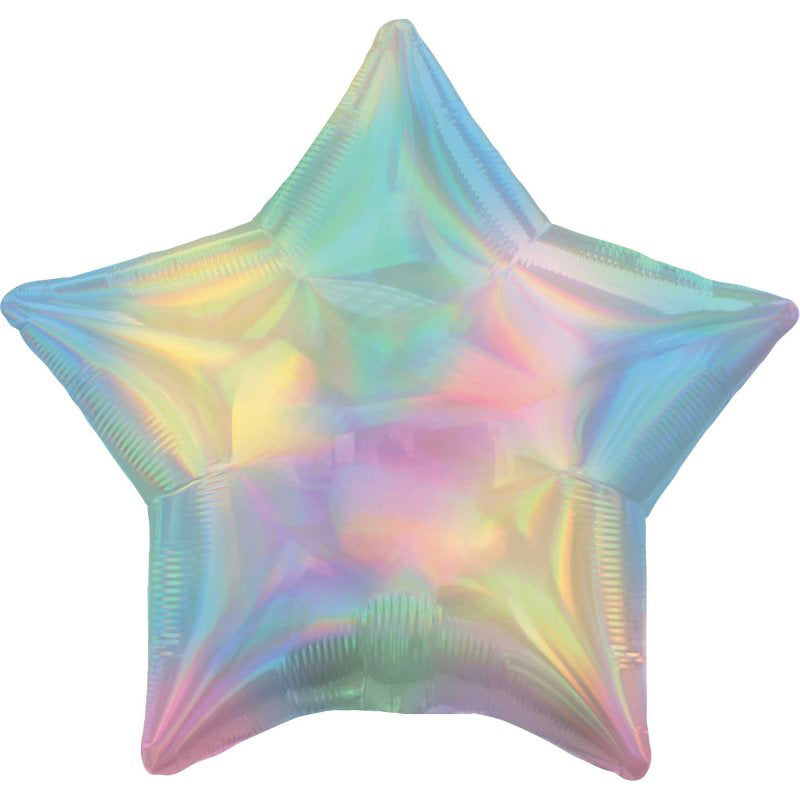 Holographic Iridescent Pastel Rainbow Star Foil Balloon