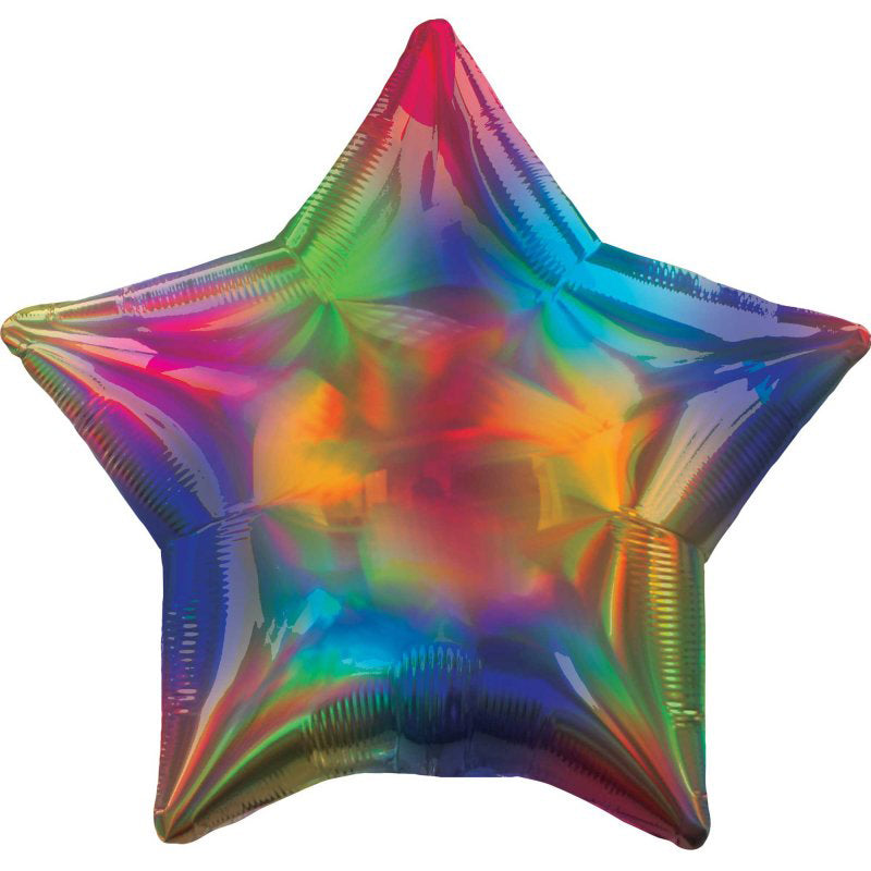 Holographic Iridescent Rainbow Star Foil Balloon