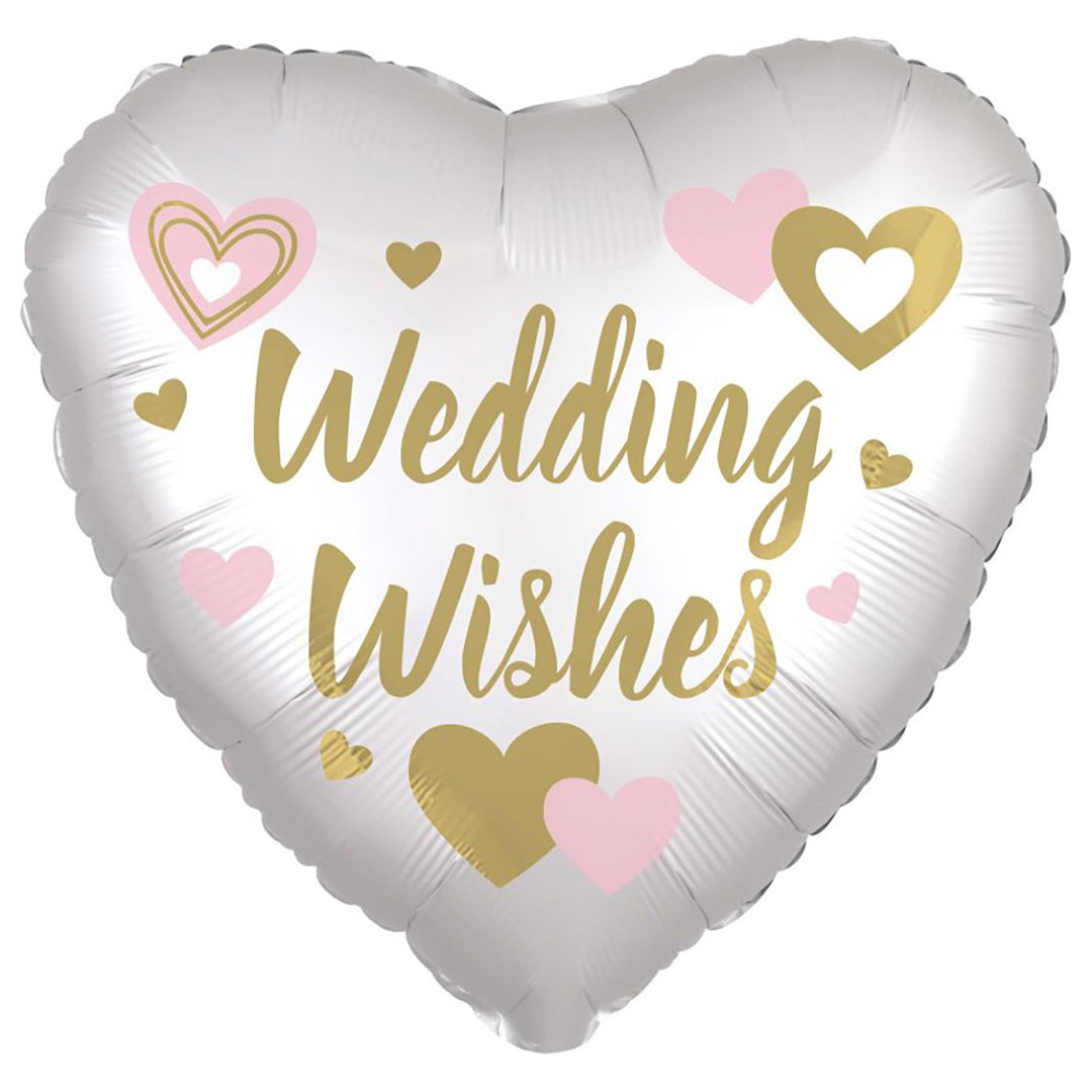 Satin Wedding Wishes White Foil Balloon