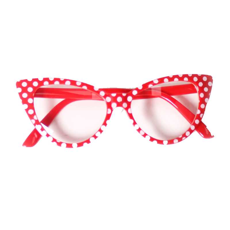 50s Polka Dot Glasses - Red