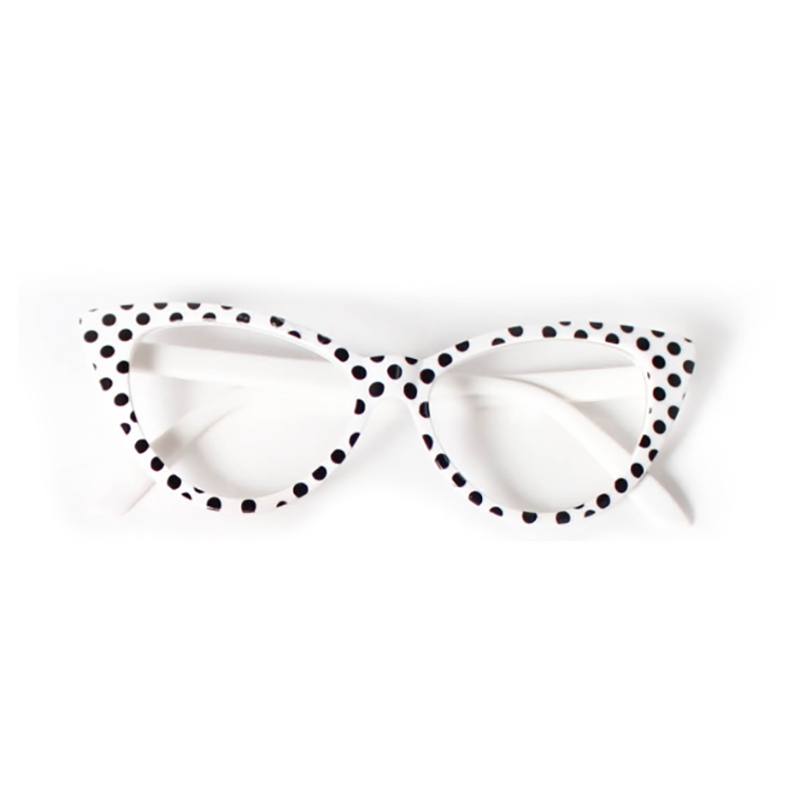 50's Polka Dot Glasses - White