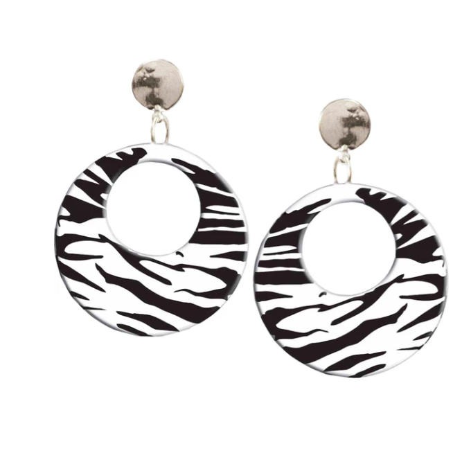 80's Zebra Black & White Earrings