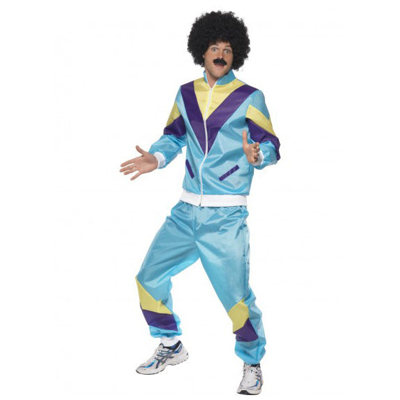 80s Height of Fashion Mens Shell Suit Costume -Blue