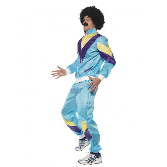 80s Height of Fashion Mens Shell Suit Costume -Blue