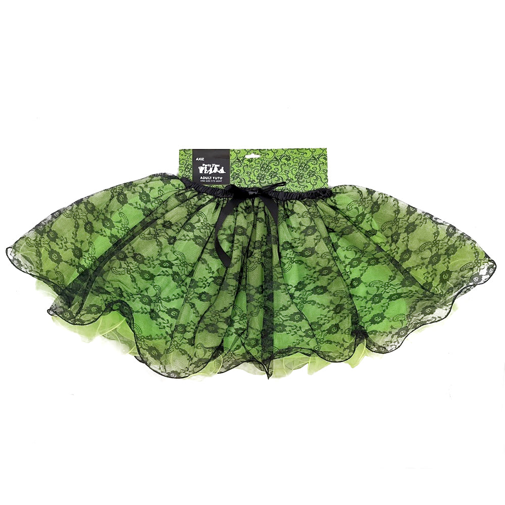 Adult Tutu, Lime Green with Black Lace