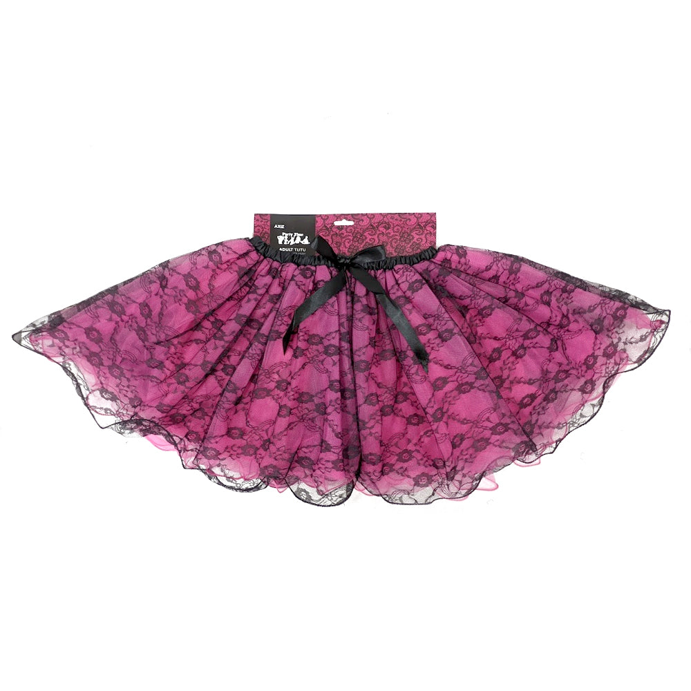 Adult Tutu, Hot Pink with Black Lace