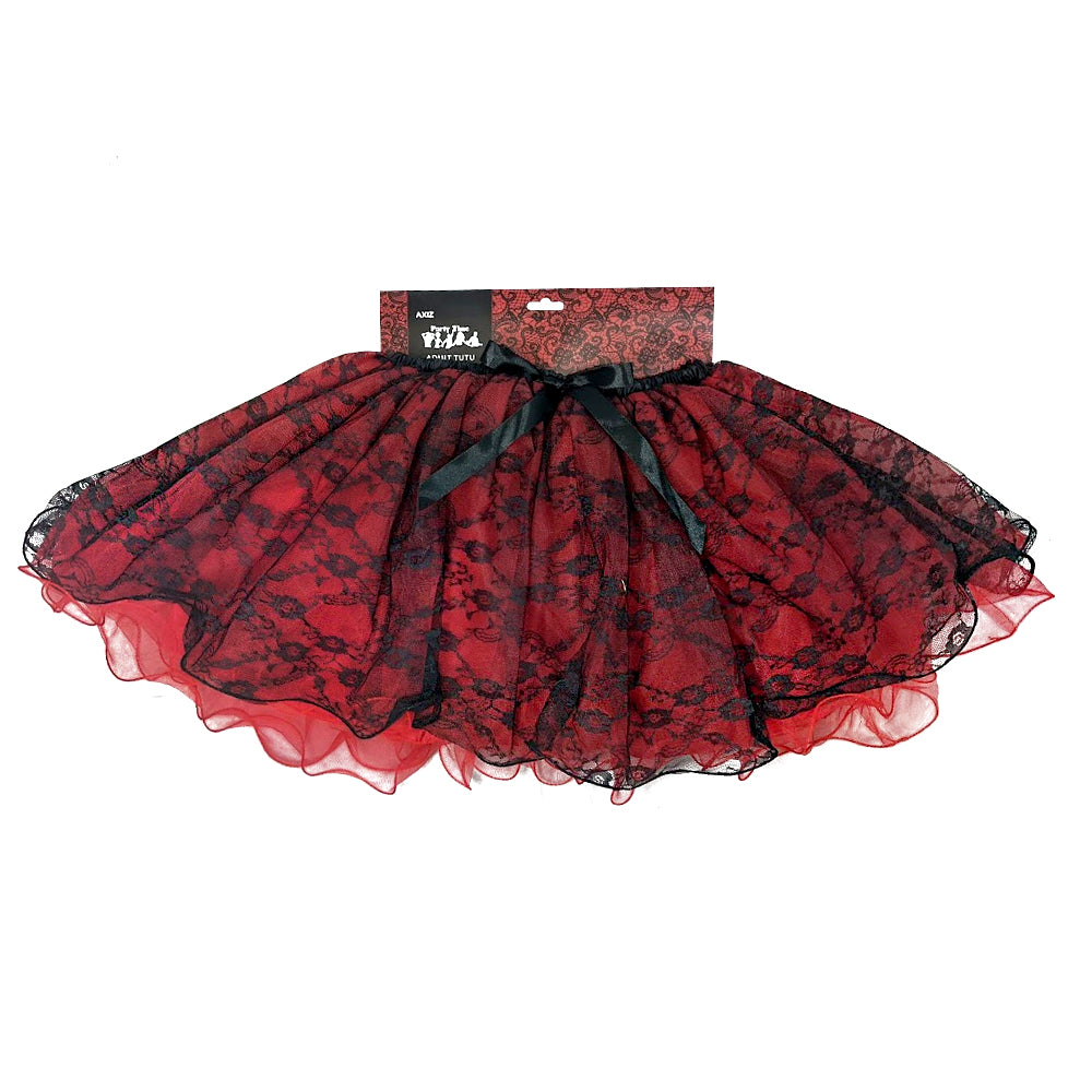 Adult Tutu, Red with Black Lace