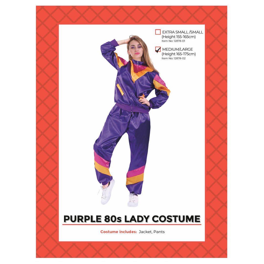 Adult 80s Womens Purple Shellsuit Costume