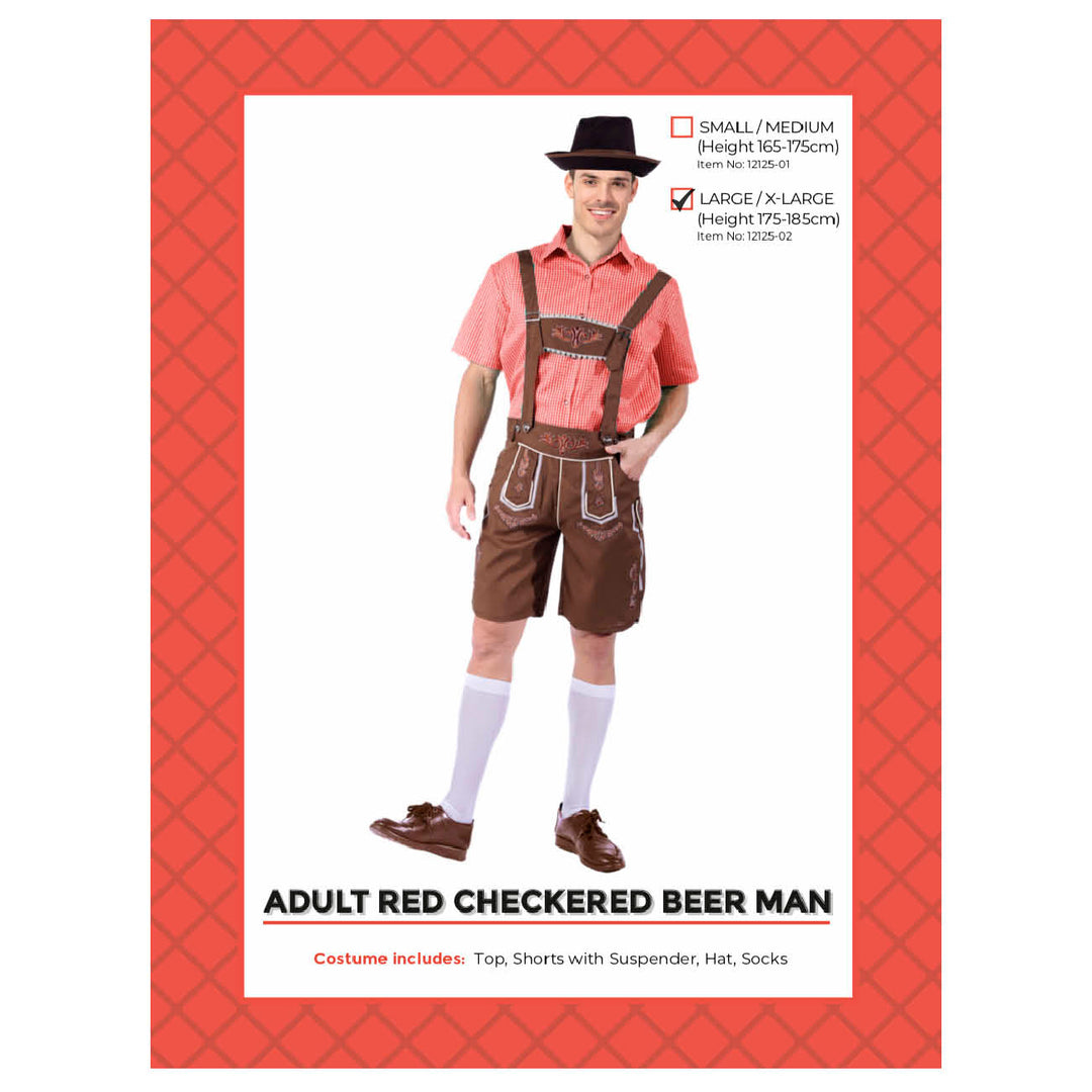 Adult Beer Man Costume (Red Check)