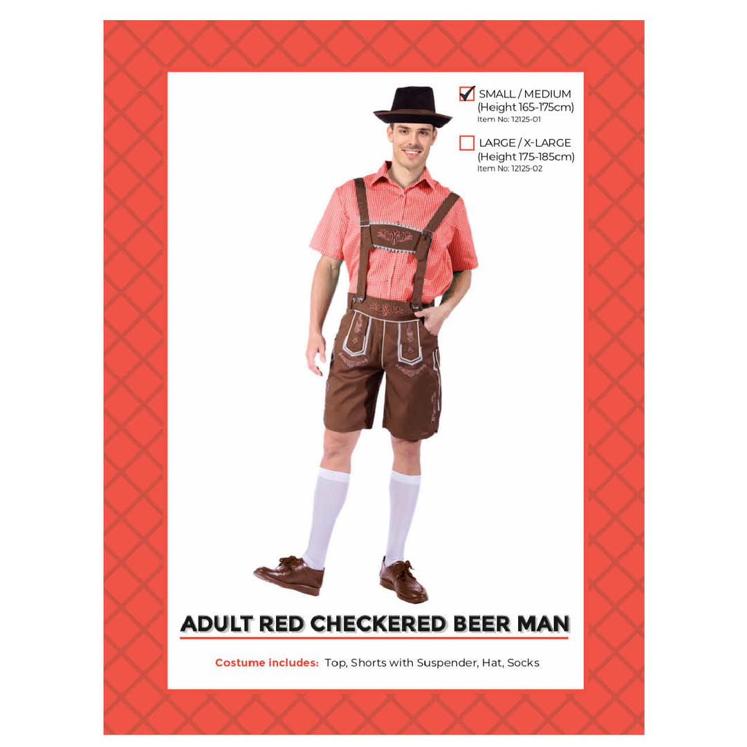 Adult Beer Man Costume (Red Check)