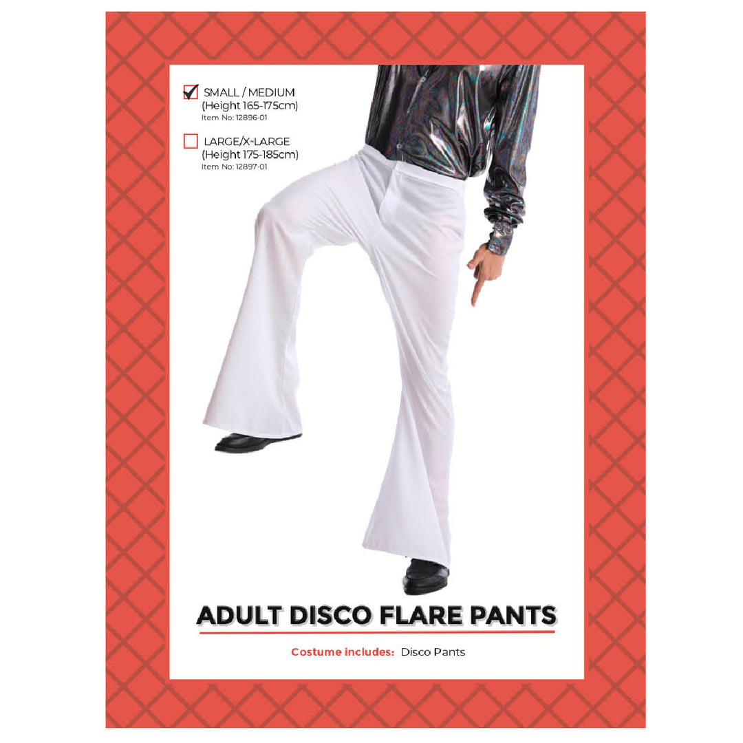 Adult Disco Flare Pants White