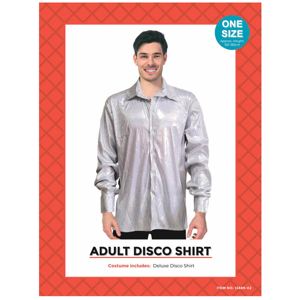 Adult Disco Shirt White/ Silver