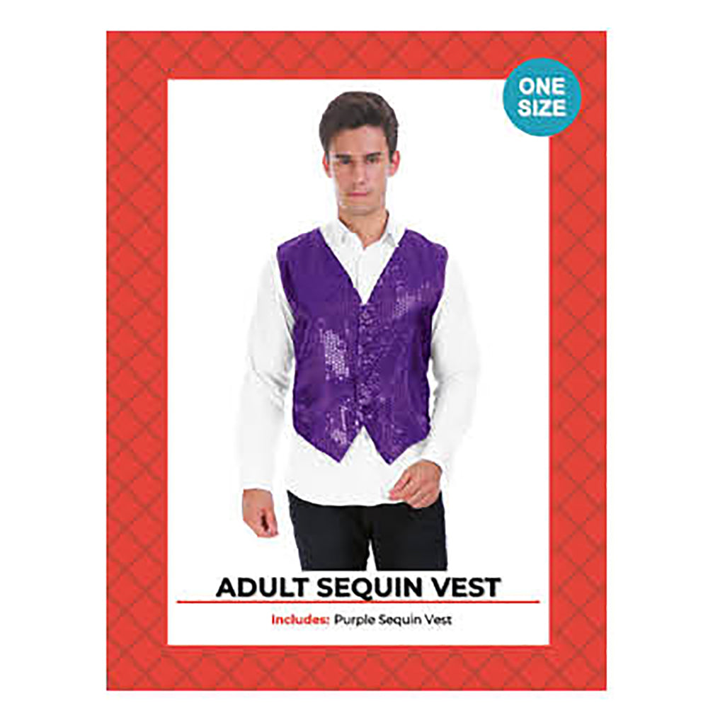 Adult Mens Sequin Vest Purple
