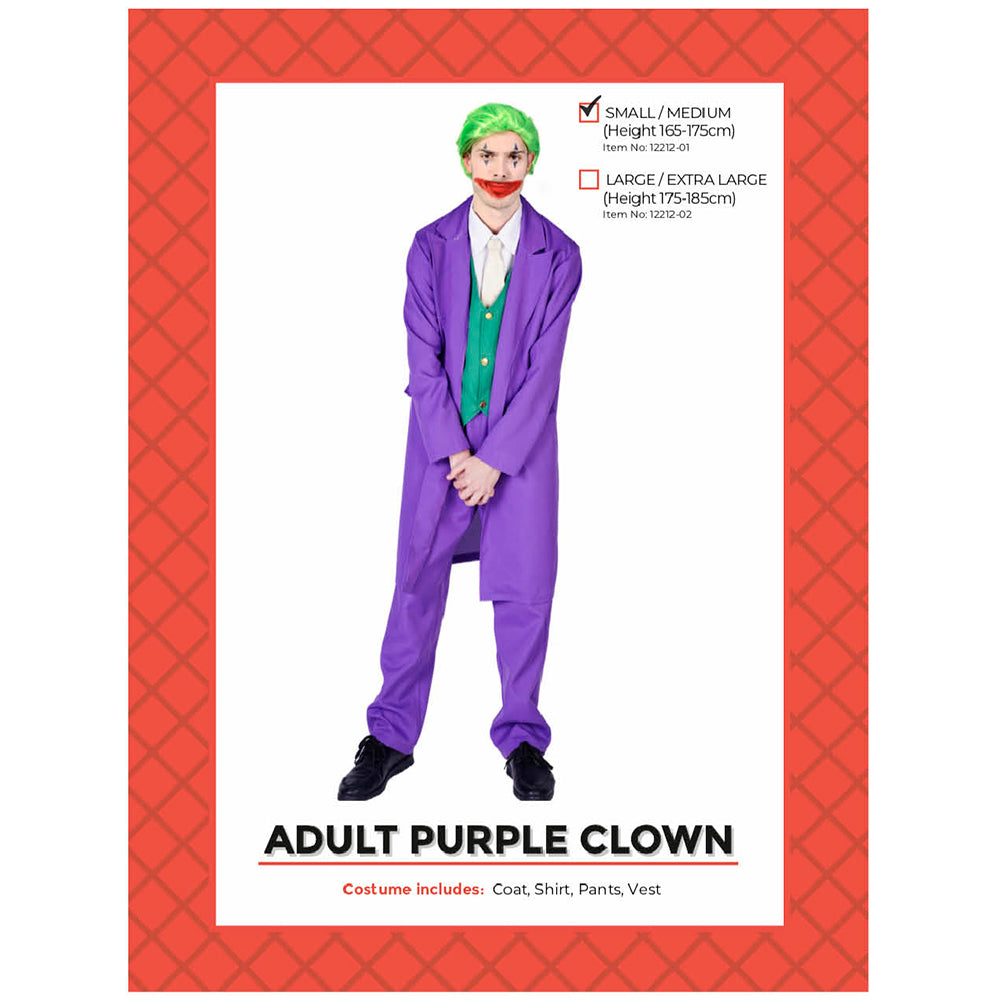 Adult Purple Clown Costume