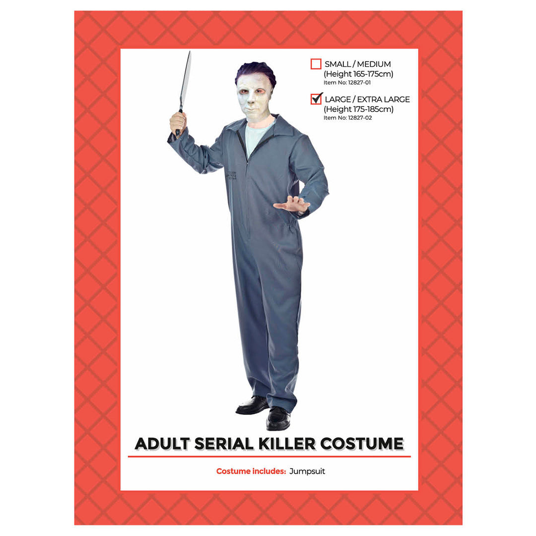 Adult Seriel Killer Grey Jumpsuit Costume