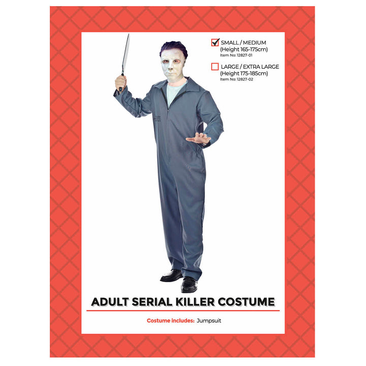 Adult Seriel Killer Grey Jumpsuit Costume