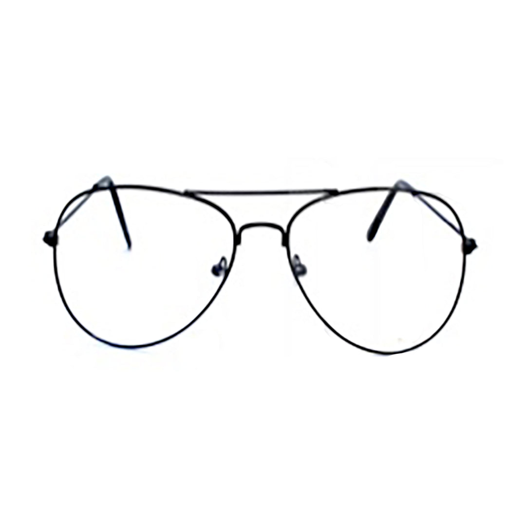 Aviator Glasses - Black Frames Clear Lens