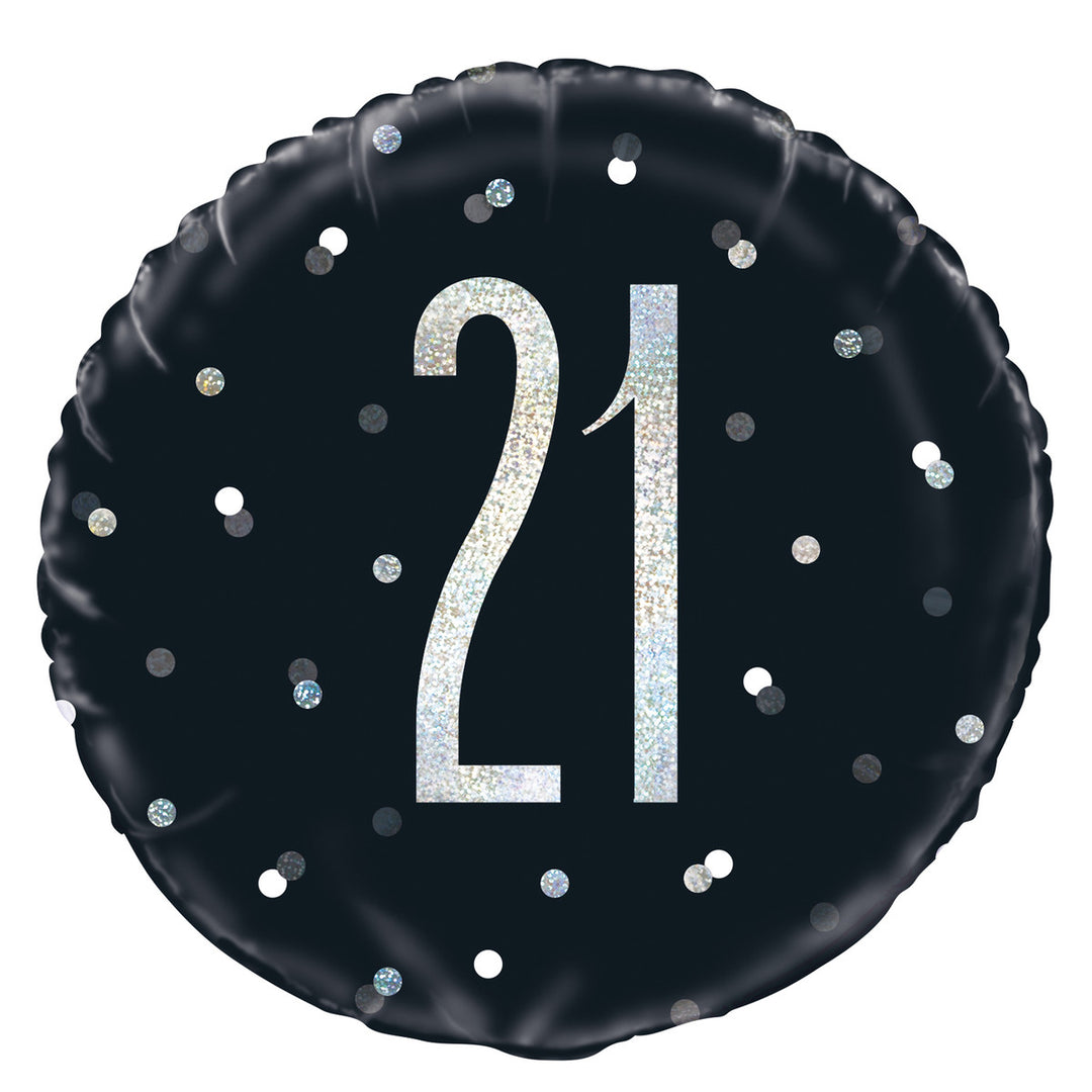 Black And Silver 21st Foil Prismatic Balloon