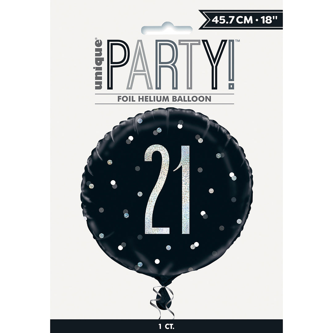 Black And Silver 21st Foil Prismatic Balloon