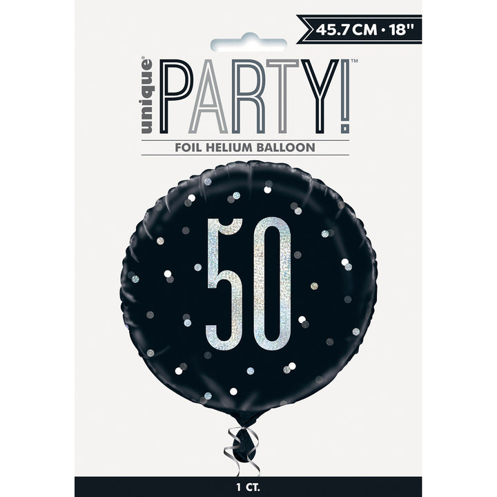 Black And Silver "50" Foil Prismatic Balloon