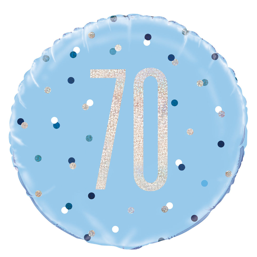 Blue "70" Foil Prismatic Balloon