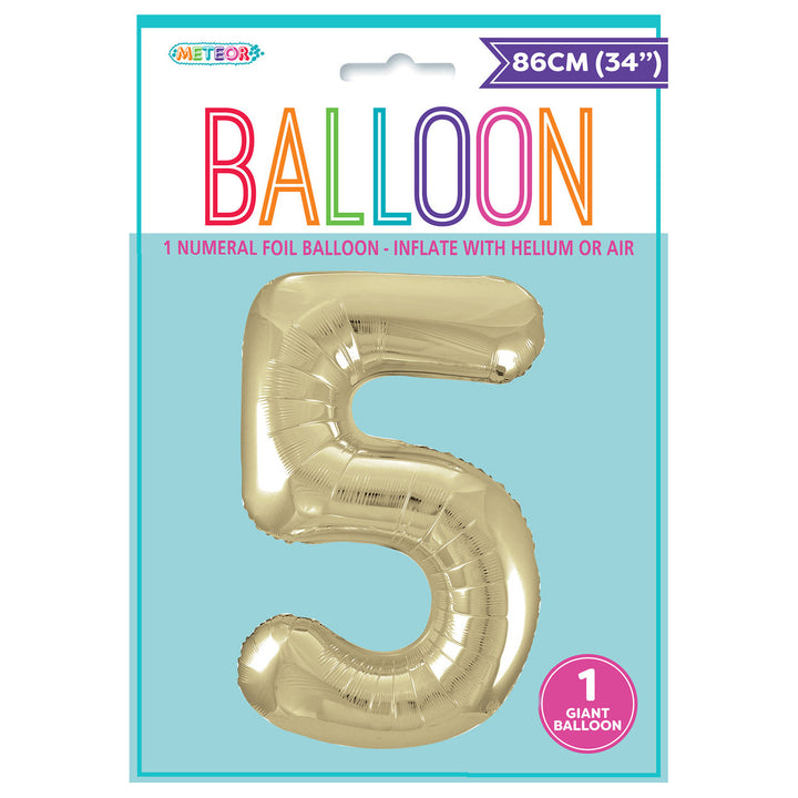 Champagne Giant Number 5 Foil Balloon