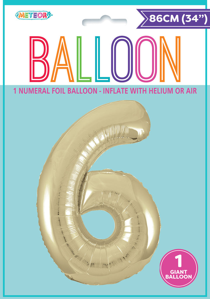 Champagne Giant Number 6 Foil Balloon