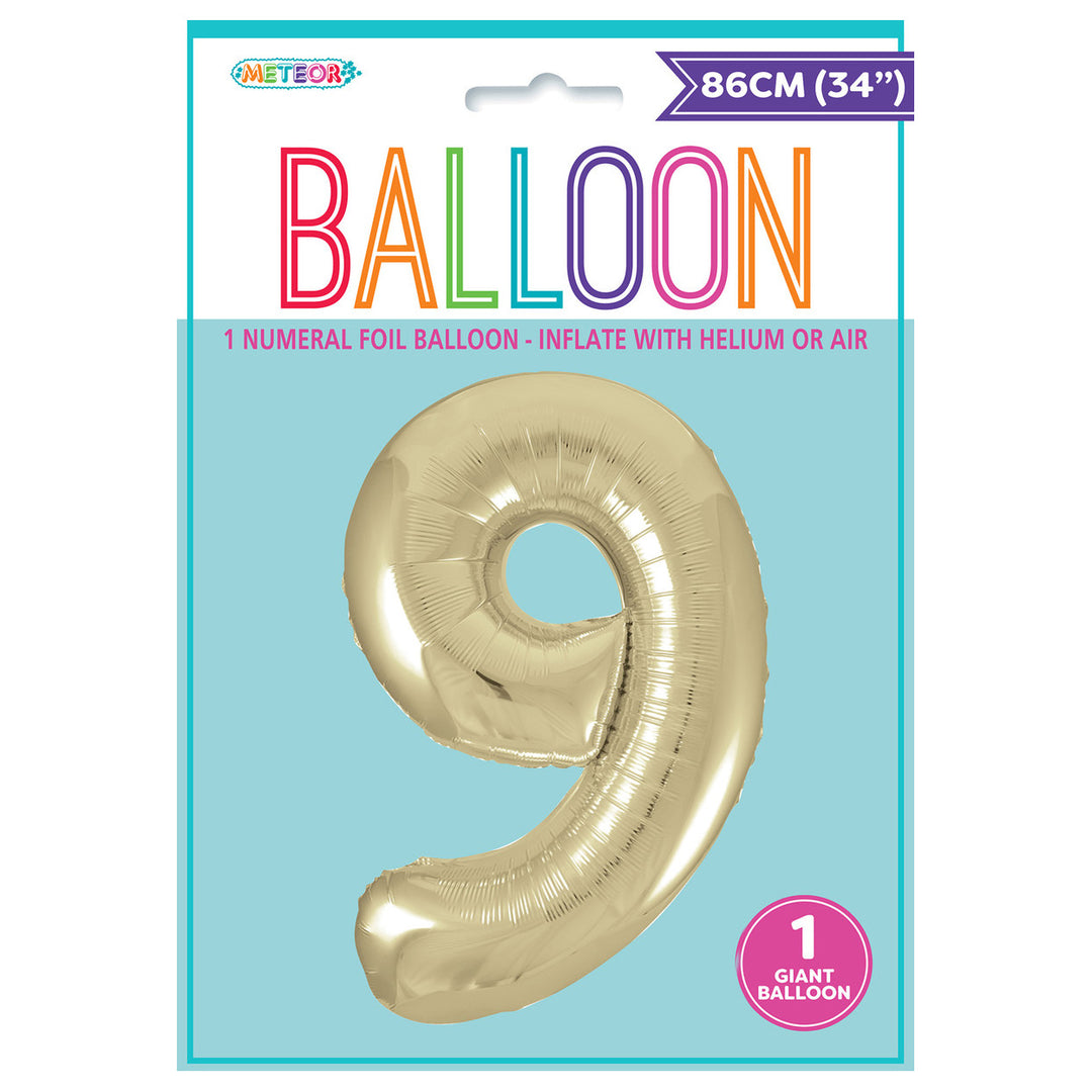 Champagne Giant Number 9 Foil Balloon