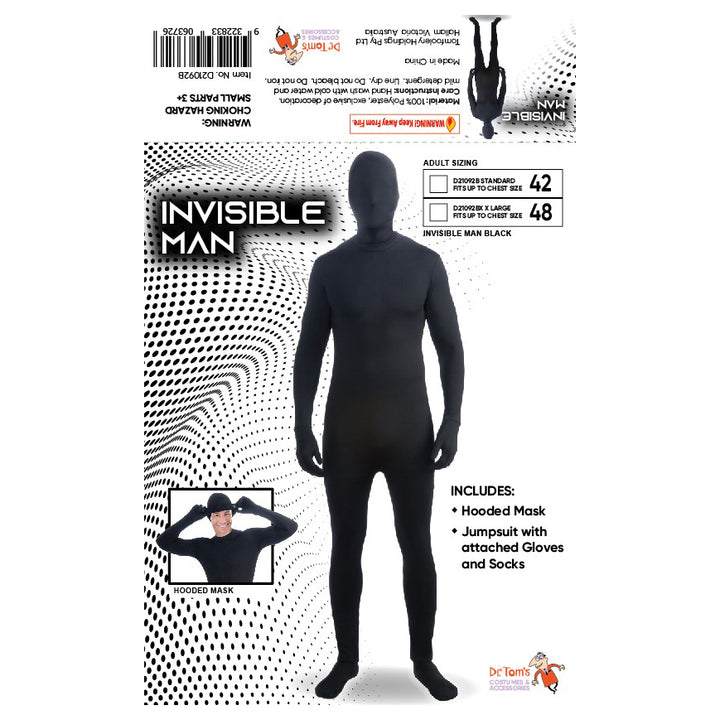 Invisible Man Morphsuit Costume - Black