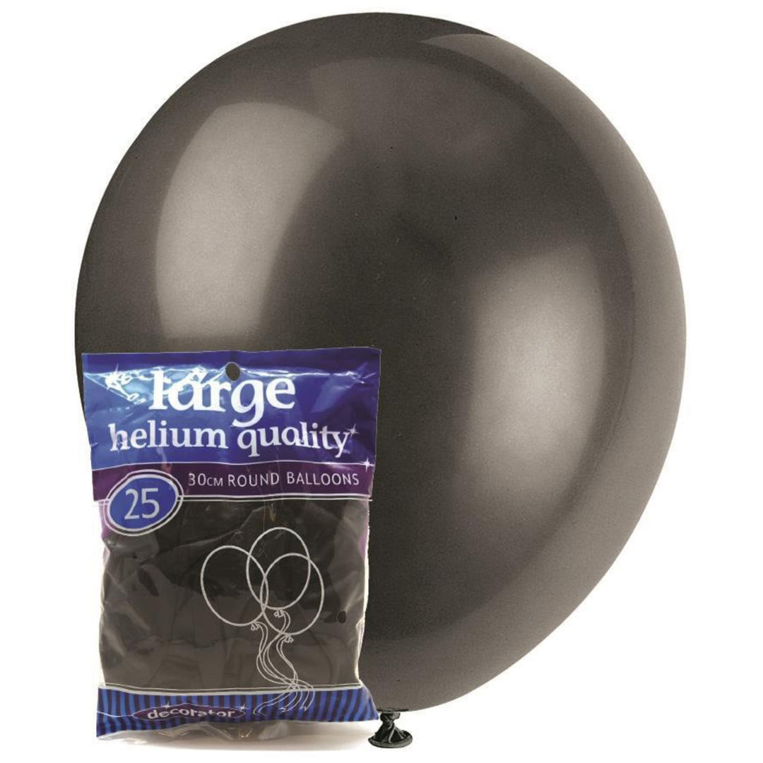 Decorator Black Latex Balloons, Packet of 25