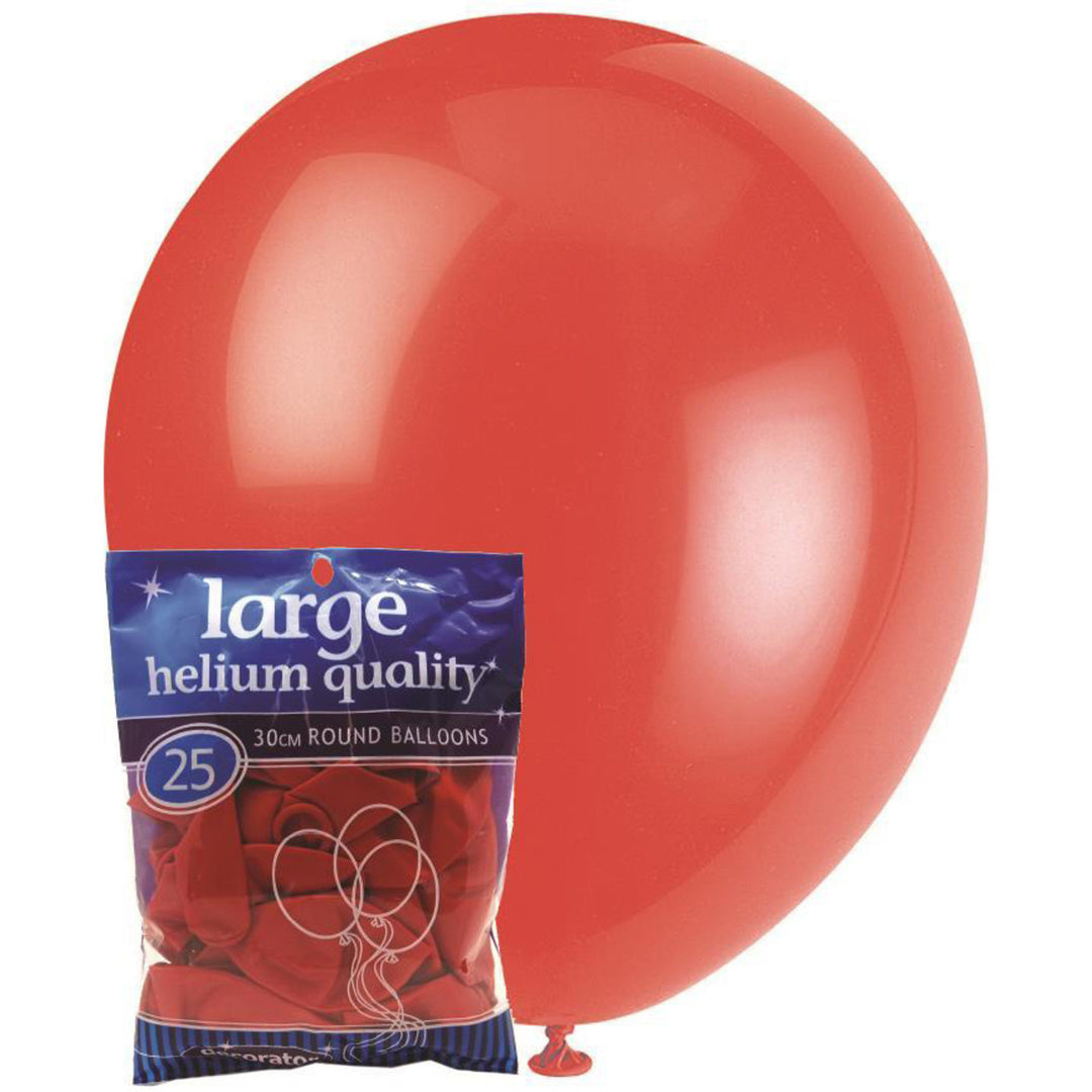 Decorator Bright Red Latex Balloons, Pack of 25