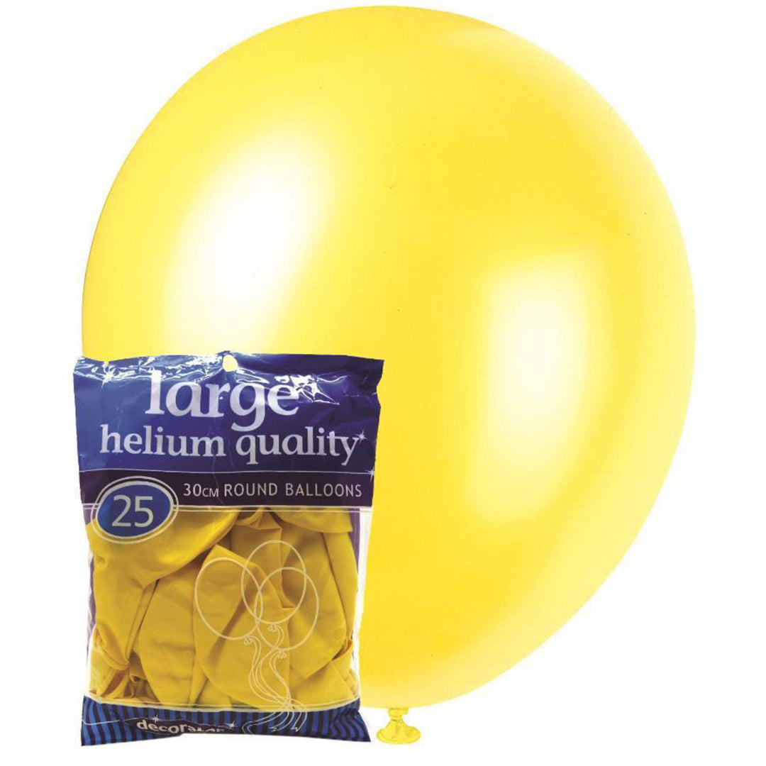 Decorator Yellow Latex Balloons, Pack of 25