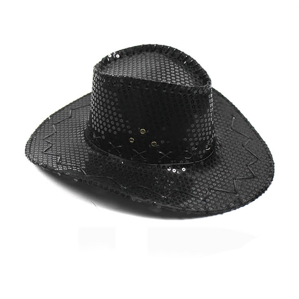 Deluxe Sequin Black Cowboy Hat
