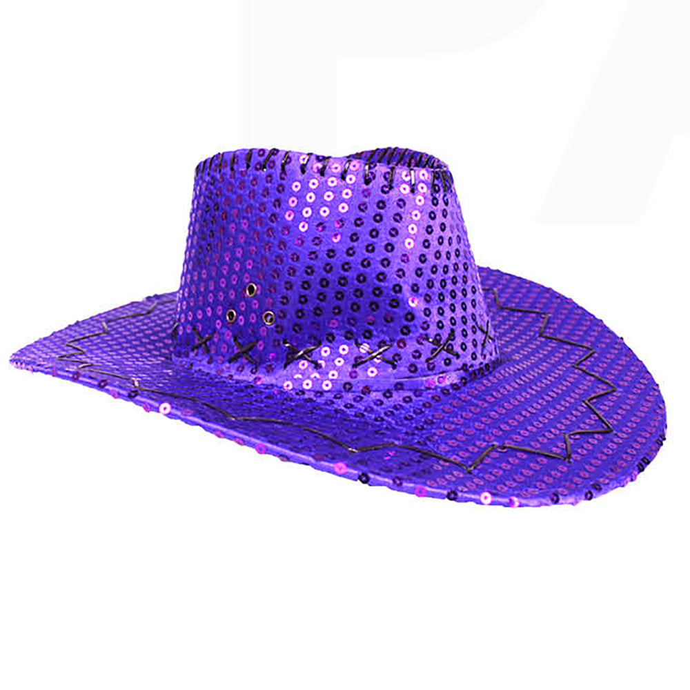 Deluxe Sequin Purple Cowboy Hat