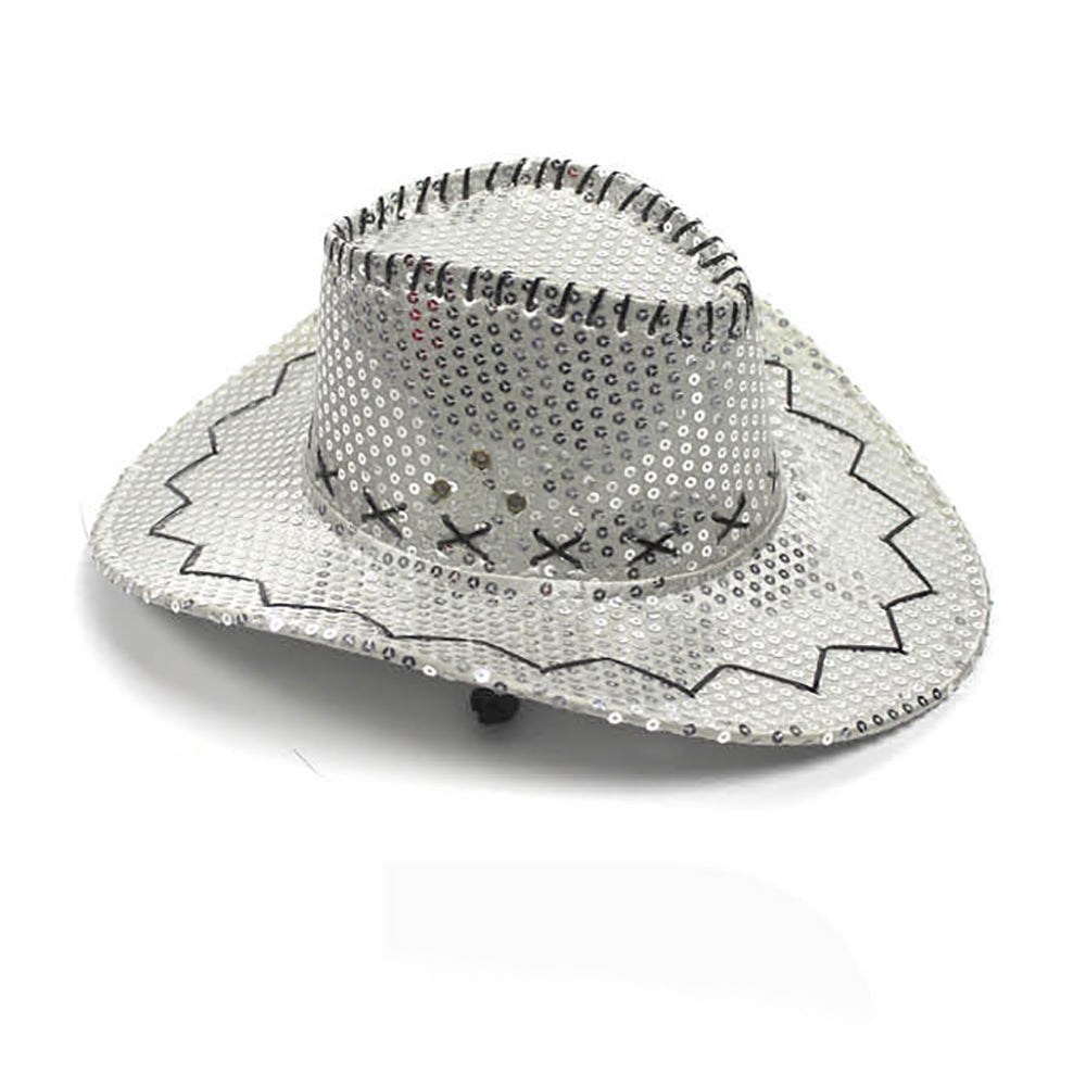 Deluxe Sequin Silver Cowboy Hat