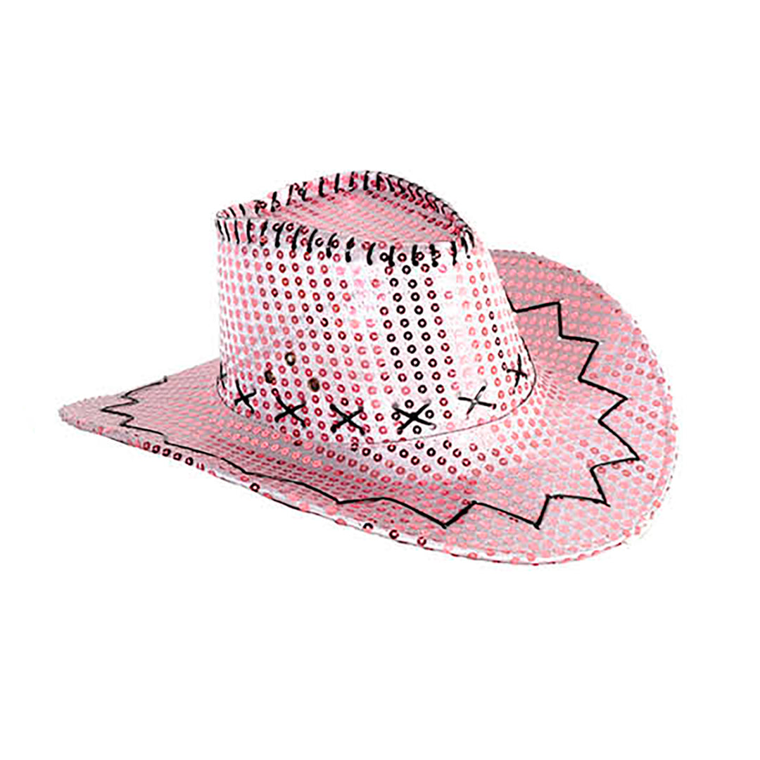 Deluxe Sequin Light Pink Cowboy Hat