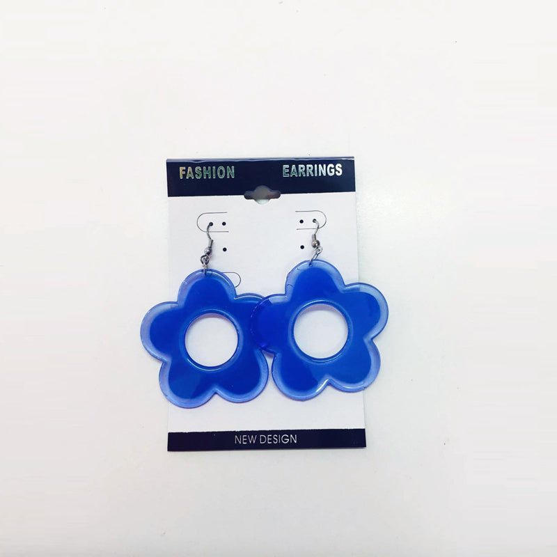 Earrings - Blue Flower Plain