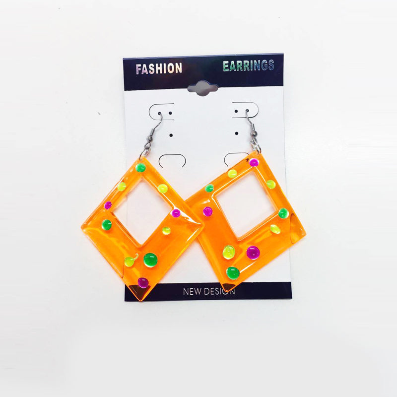 Earrings - Orange Diamond