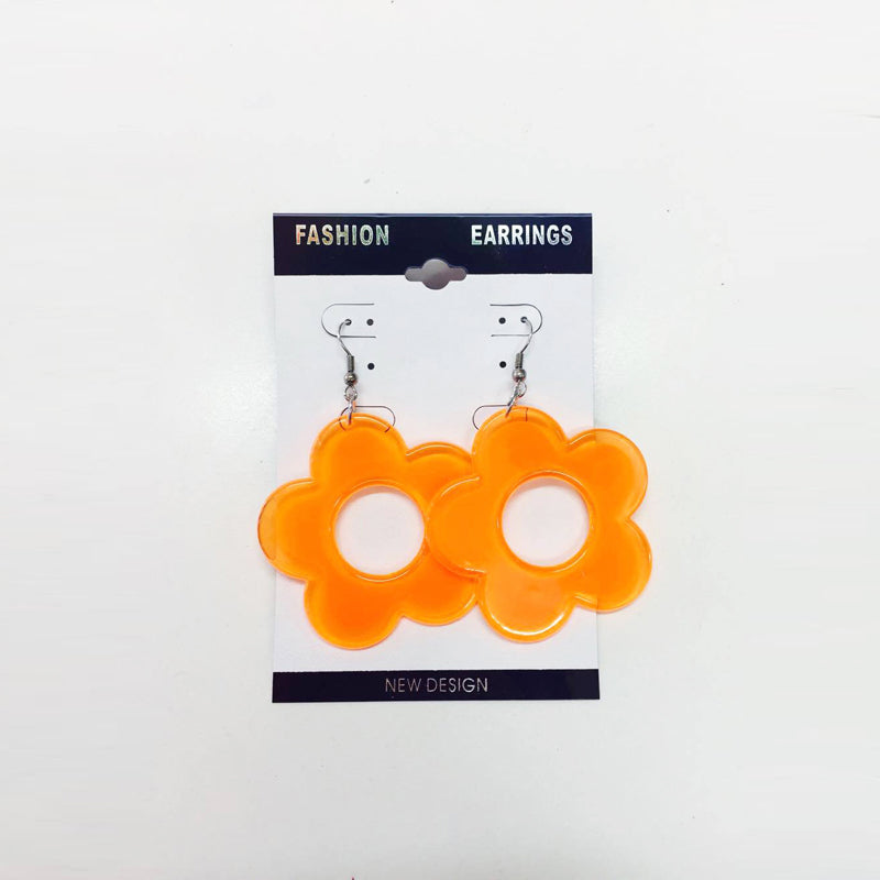 Earrings - Orange Flower Plain