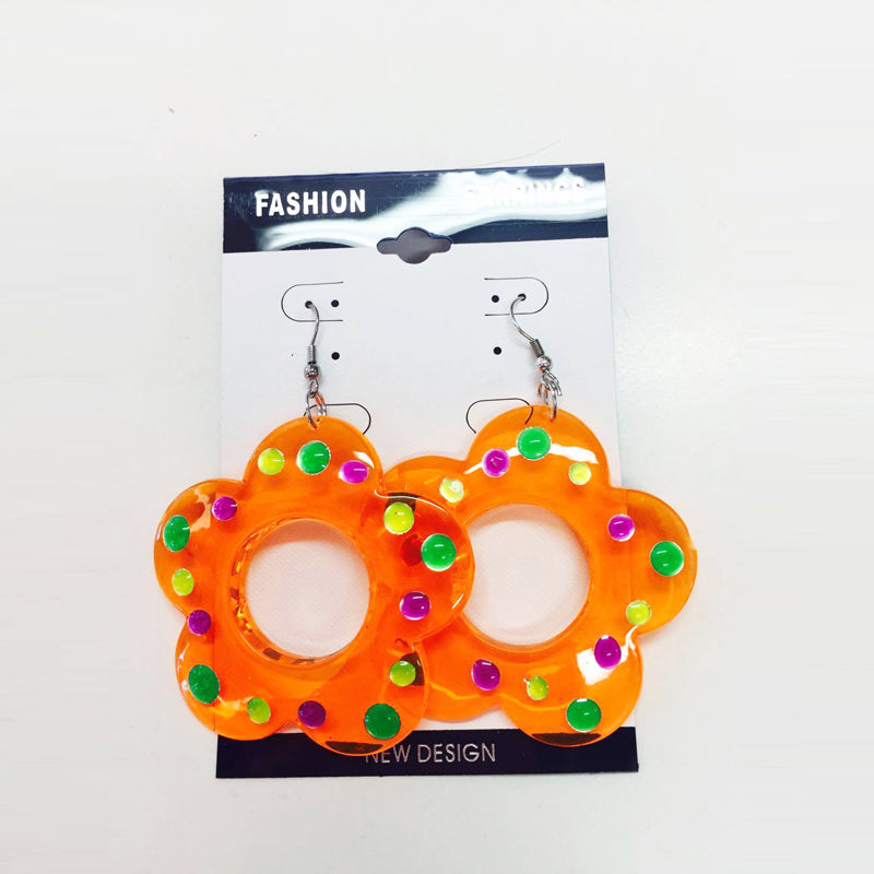 Earrings - Orange Flower