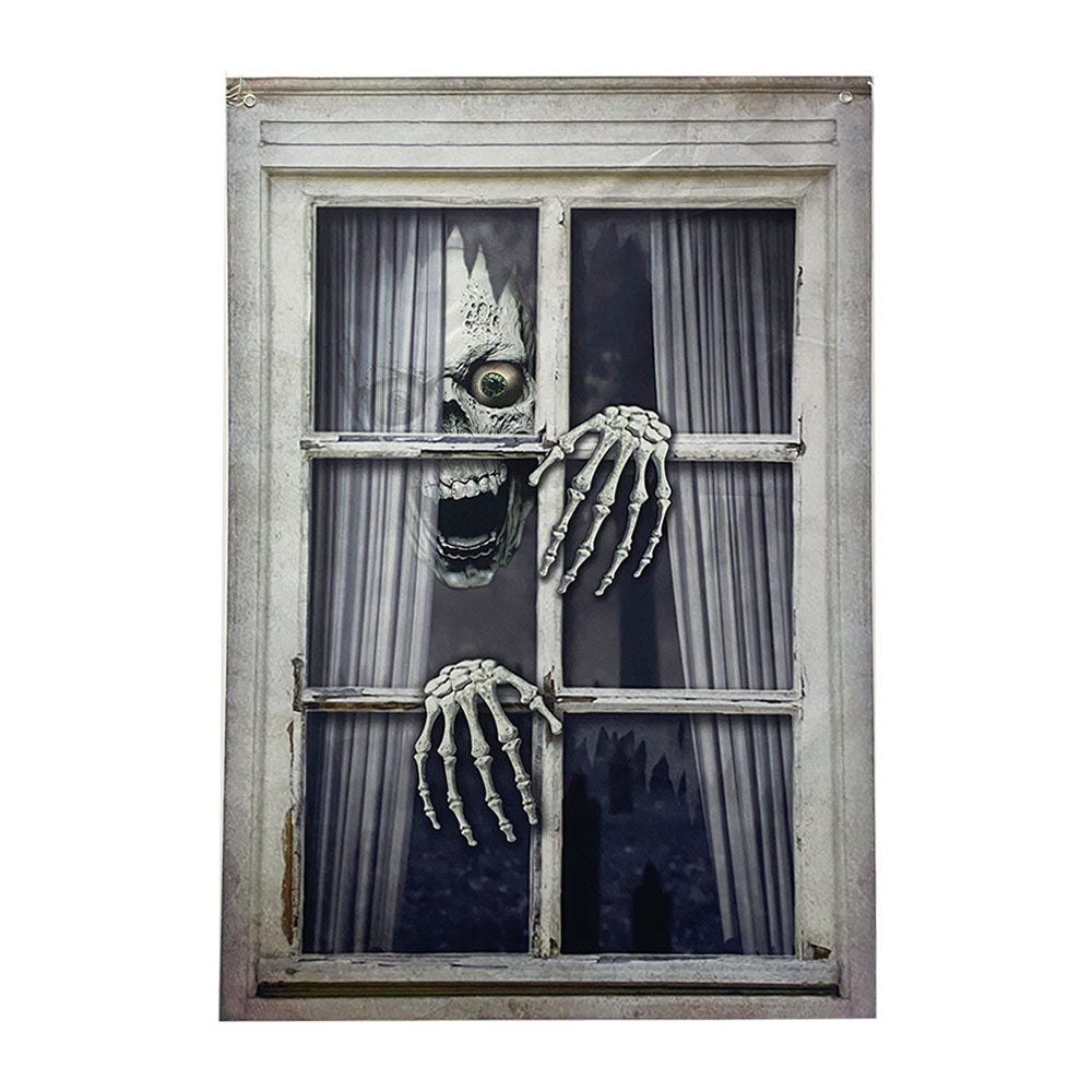 Fake Window with Scary Skeleton