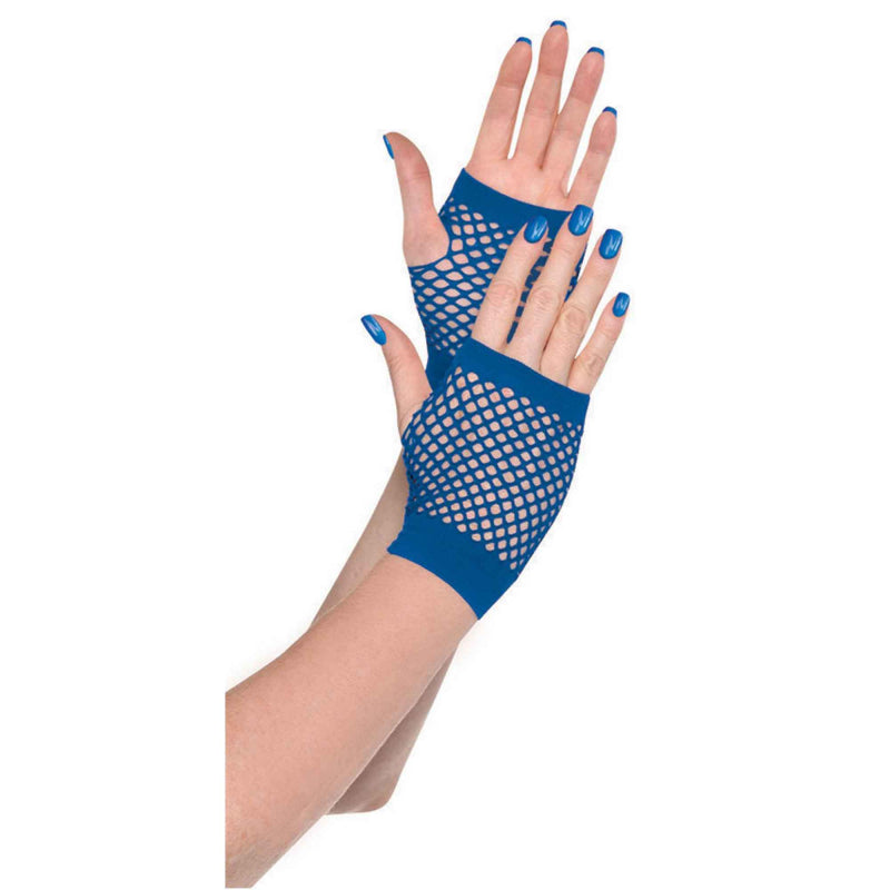 Short Fishnet Gloves - Blue