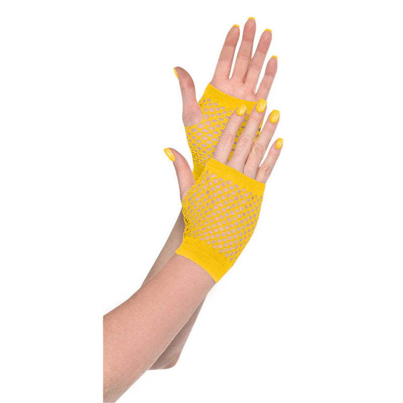 Short Fishnet Gloves - Yellow