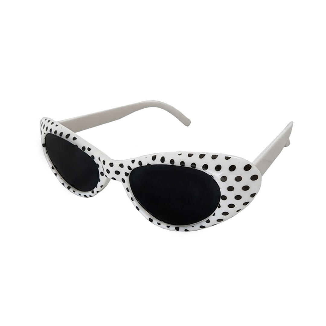 50's Polka Dot Glasses - White & Black