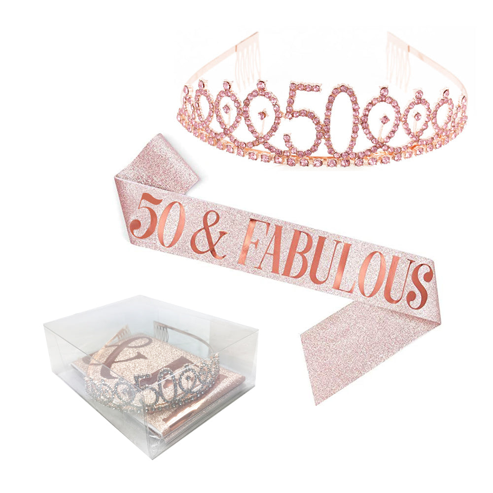 Fifty (50) & Fabulous Birthday Tiara & Sash Set
