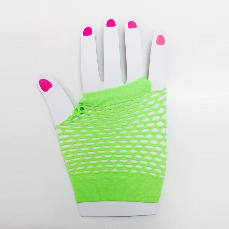Green Fishnet Gloves Short