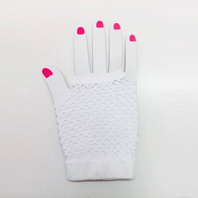 White Fishnet Gloves Short